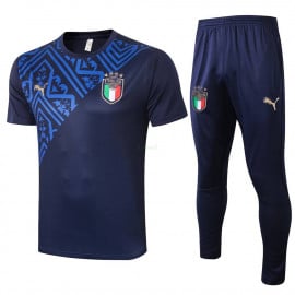 Camiseta de Entrenamiento Italia 2020 Cuello Redondo Kit Azul Marino