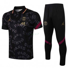 Polo PSG 2021/2022 Jordan Letra Estampado Negro