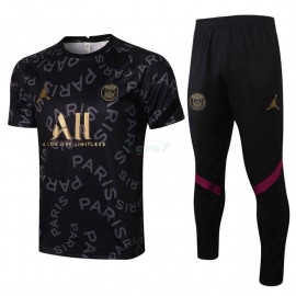 Camiseta de Entrenamiento PSG 2021/2022 Jordan Letra Estampado Negro