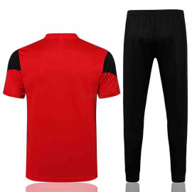 Camiseta De Entrenamiento AC Milan 2021/2022 Kit Rojo Manga Blanco/Negro