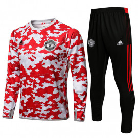 Sudadera de Entrenamiento Manchester United 2021/2022 Cuello Redondo Rojo 