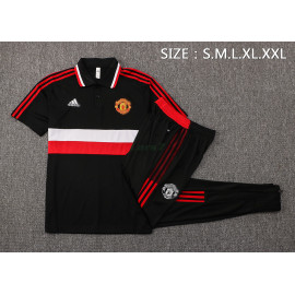 Polo Manchester United 2021/2022 Kit Negro/Blanco/Rojo