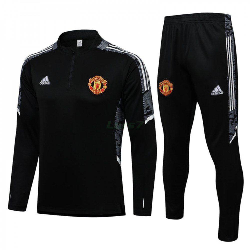 Sudadera de Entrenamiento Manchester United 2021/2022 Kit Negro/Blanco