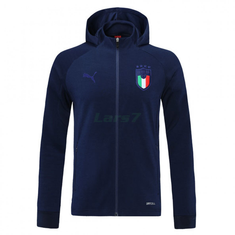 Chaqueta Italia 2021 Con Capucha Azul Oscuro