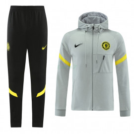 Chaqueta Chelsea 2021/2022 Con Capucha Gris Claro