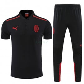 Polo AC Milan 2022/2023 Kit Negro Marca Rojo