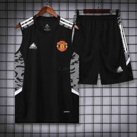 Camiseta de Entrenamiento Manchester United Sin Mangas 2022/2023 Kit Negro/Blanco