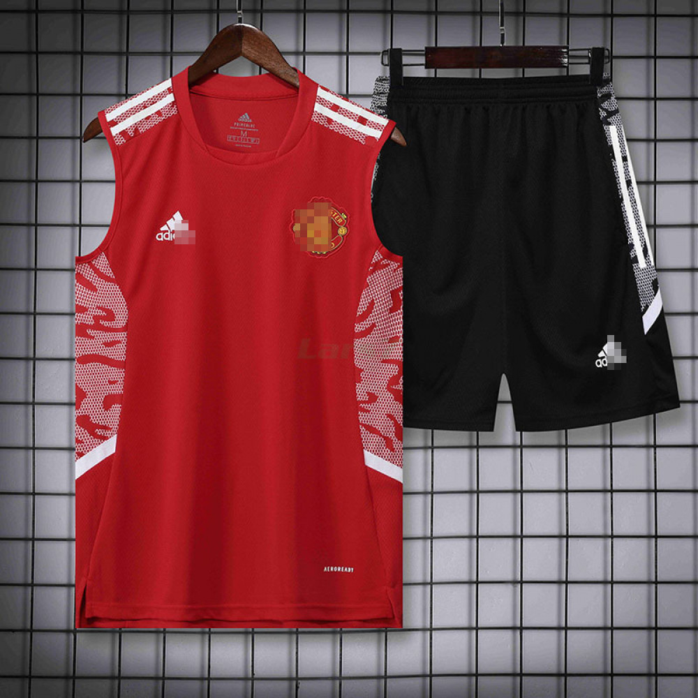 Camiseta de Entrenamiento Manchester United 2021-2022 Sin Mangas Rojo