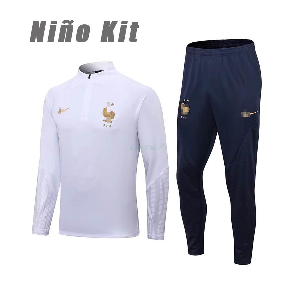 Sudadera De Entrenamiento Francia 2022 Niño Kit Blanco