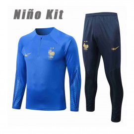 Sudadera De Entrenamiento Francia 2022 Niño Kit Azul Real