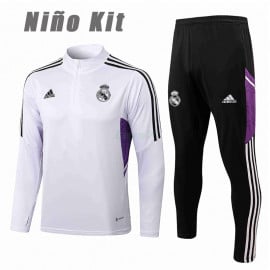 Sudadera De Entrenamiento Real Madrid 2022/2023 Niño Kit Blanco/Púrpura