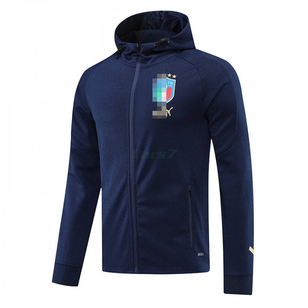 Chaqueta Italia 2022 Con Capucha Azul Marino