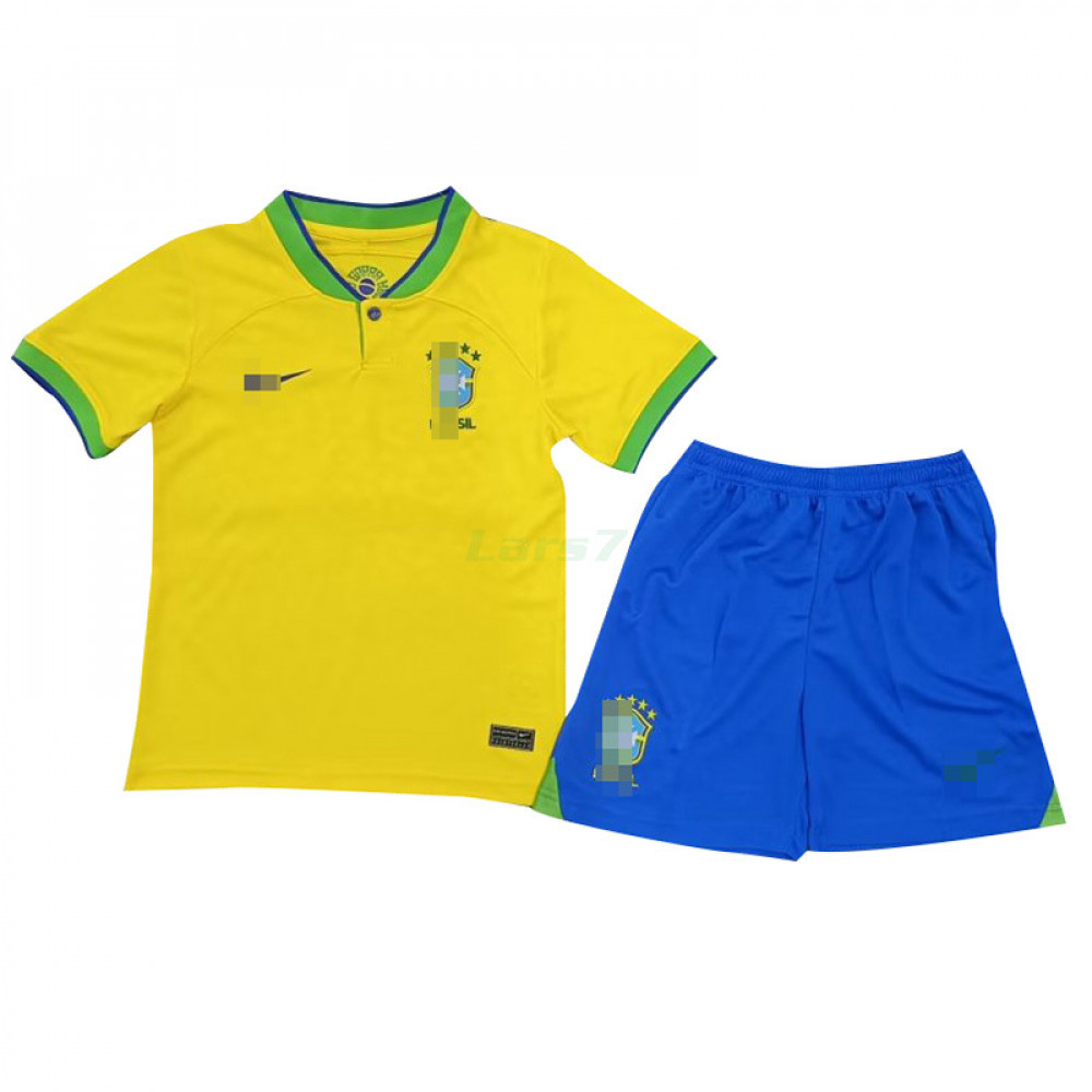 Camiseta Brasil 1ª Equipación 2022 Copa Mundial Niño Kit