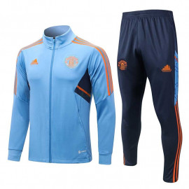 Chandal Manchester United 2022/2023 Azul Claro con Rayas Naranjas