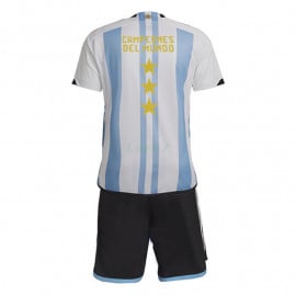 Camiseta Argentina 1ª Equipación 2022 3 Estrellas Campeones del Mundo Niño Kit 