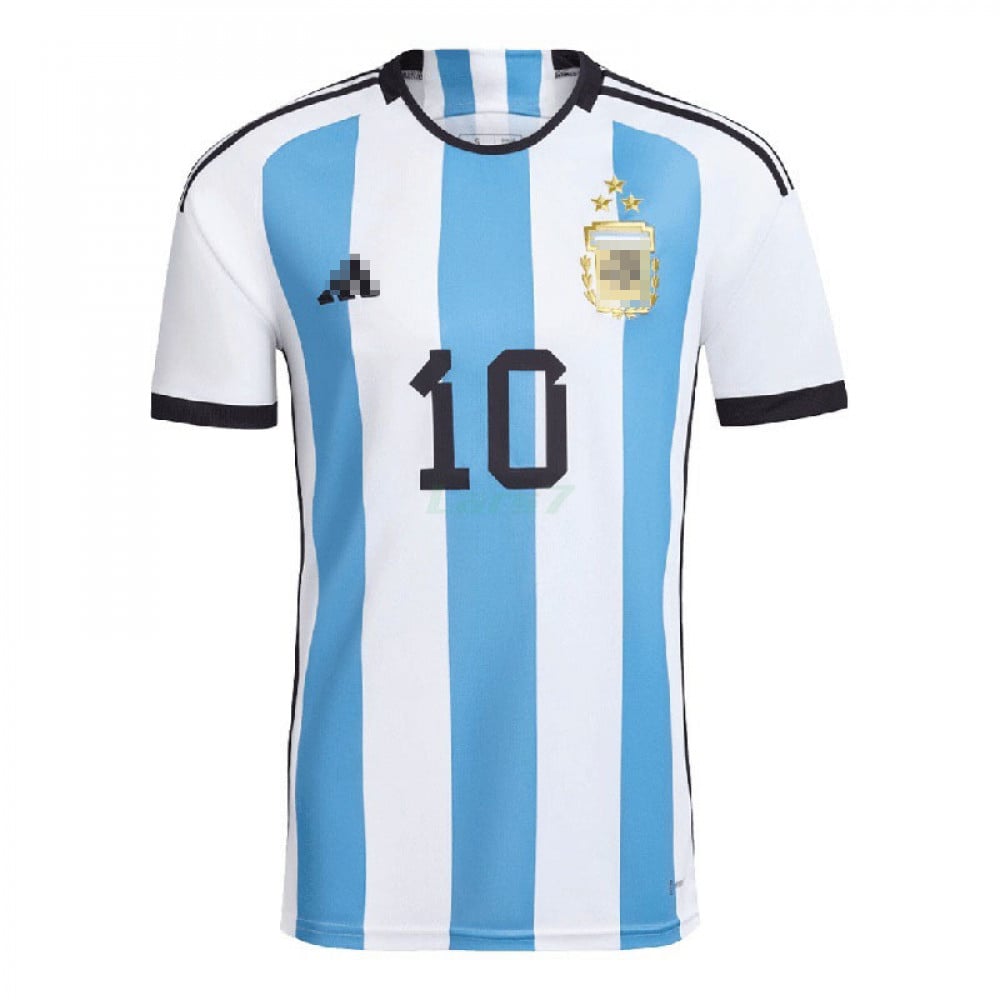 Camiseta Messi 10 Argentina 1ª Equipación 2022 Mundial 3 Estrellas