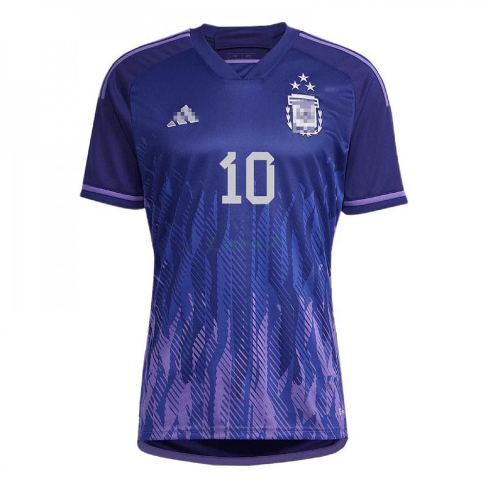 Camiseta Messi 10 Argentina Segunda Equipación 2022 Mundial 3 Estrellas Niño  Kit