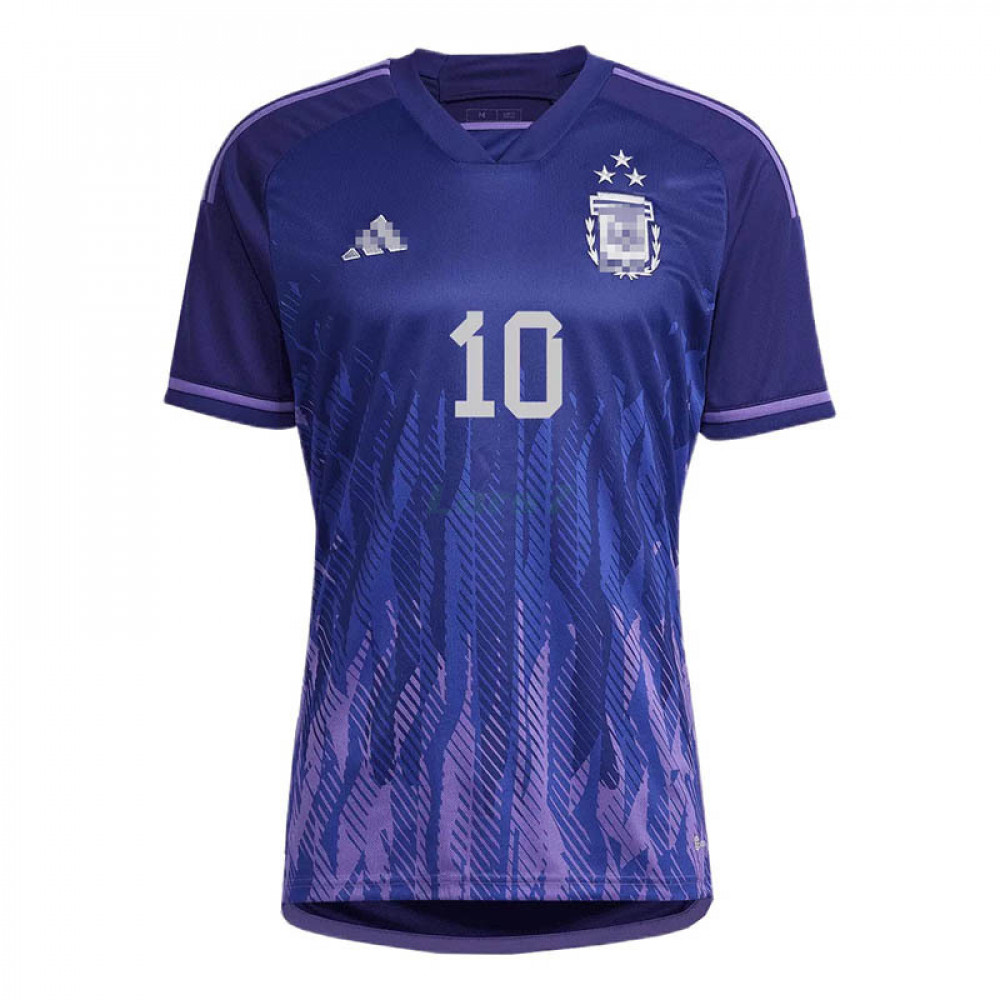 Camiseta Messi 10 Argentina 2ª Equipación 2022 Mundial 3 Estrellas