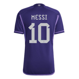 Camiseta Messi 10 Argentina 2ª Equipación 2022 Mundial 3 Estrellas