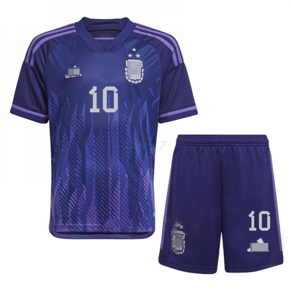 Camiseta Messi 10 Argentina 2022 Mundial 3 Estrellas Kit - LARS7.COM