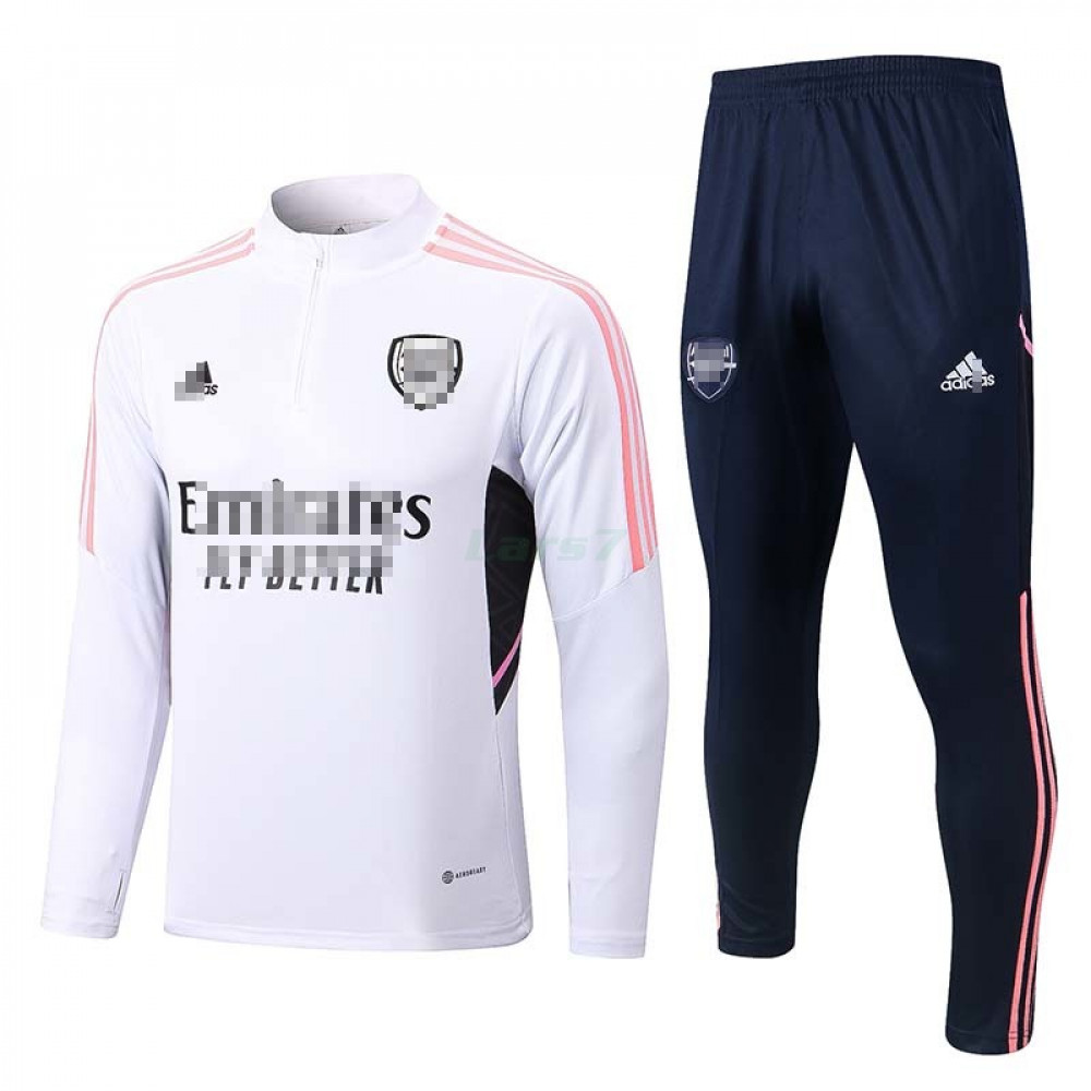 Sudadera De Entrenamiento Arsenal 2022/2023 Kit Blanco con Rayas Rosadas