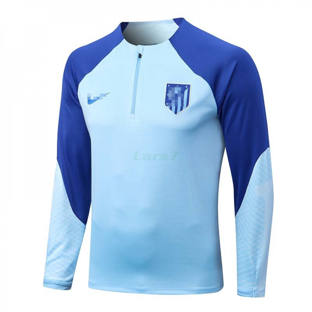 Sudadera De Entrenamiento Atlético de Madrid Azul Claro con Mangas Azules - LARS7.COM