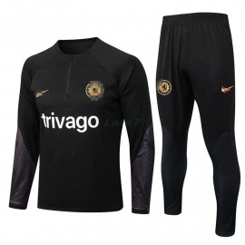 Sudadera De Entrenamiento Chelsea 2022/2023 Kit Negro con Mangas de Malla