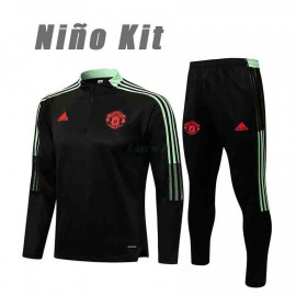 Sudadera De Entrenamiento Manchester United 2021/2022 Niño Kit Negro