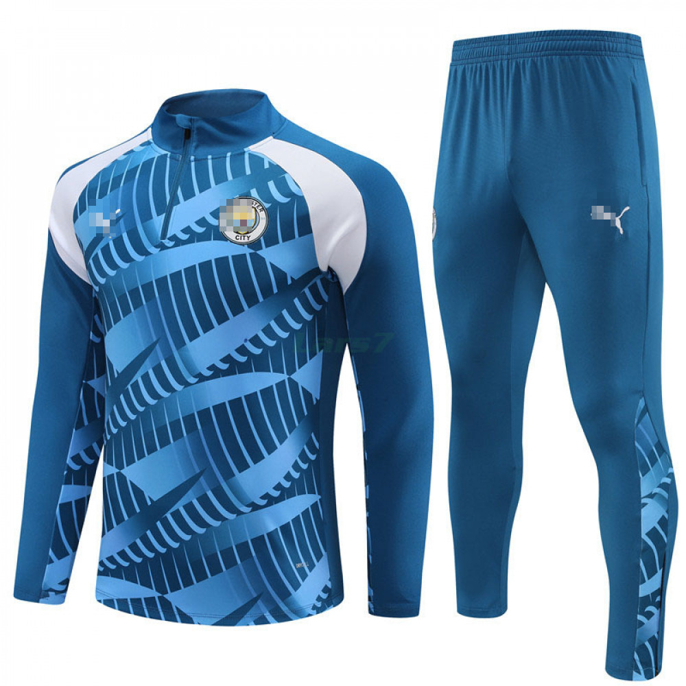 Sudadera de Entrenamiento Manchester City 2023/2024 Kit Azul/Blanco