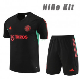 Camiseta de Entrenamiento Manchester United 2023/2024 Niño Kit Negro/Verde