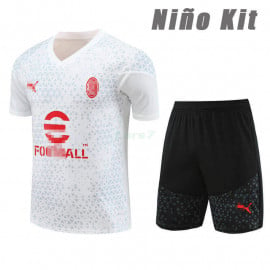 Camiseta de Entrenamiento AC Milan 2023/2024 Niño Kit Blanco