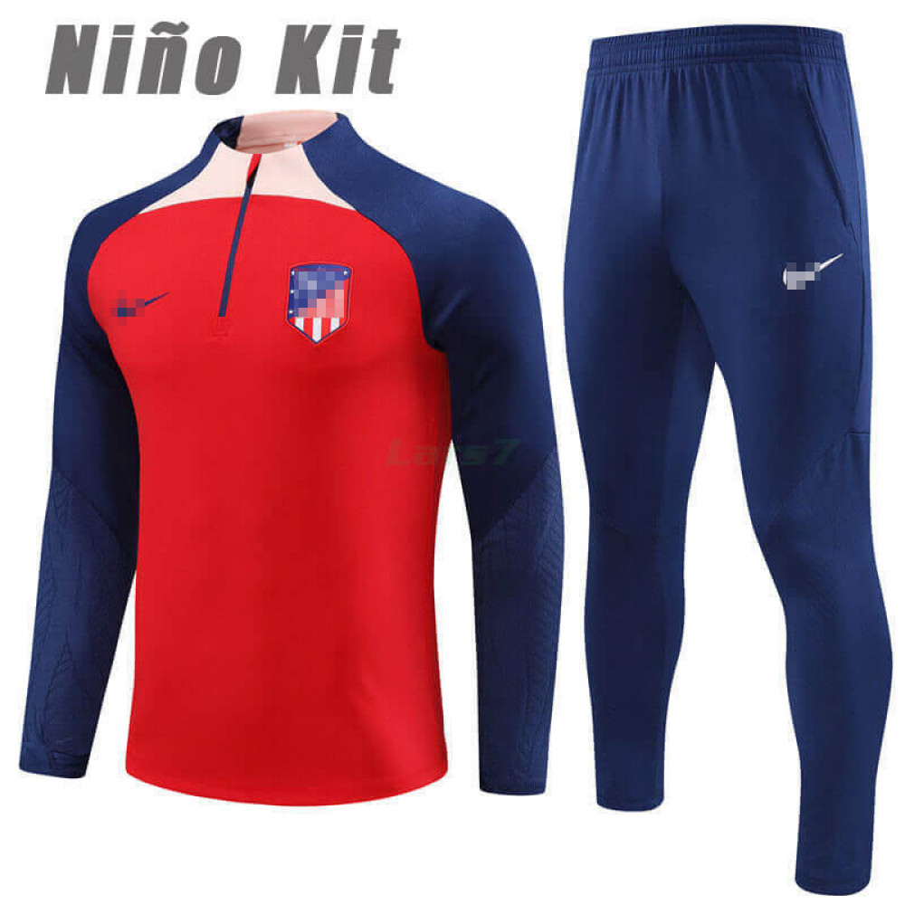 Sudadera de Entrenamiento Atlético de Madrid 2023/2024 Niño Kit Rojo/Azul Marino