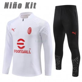 Sudadera De Entrenamiento AC Milan 2023/2024 Niño Kit Blanco
