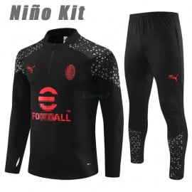 Sudadera De Entrenamiento AC Milan 2023/2024 Niño Kit Negro