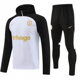 Sudadera de Entrenamiento Chelsea 2023/2024 Con Capucha Blanco/Negro