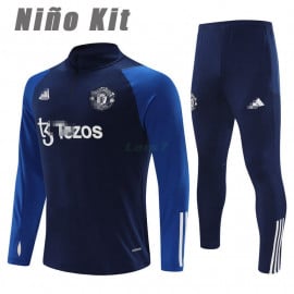 Sudadera de Entrenamiento Manchester United 2023/2024 Niño Kit Azul