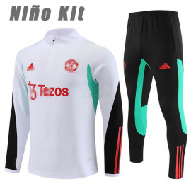 Sudadera de Entrenamiento Manchester United 2023/2024 Niño Kit Blanco/Verde
