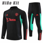 Sudadera de Entrenamiento Manchester United 2023/2024 Niño Kit Negro/Verde