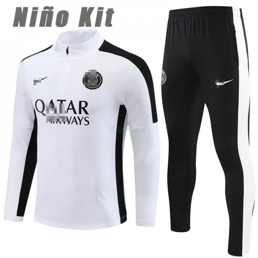 Sudadera de Entrenamiento PSG 2023/2024 Niño Kit Blanco/Negro