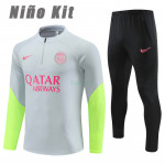 Sudadera de Entrenamiento PSG 2023/2024 Niño Kit Gris/Verde Fluorescente