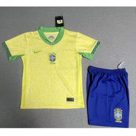 Camiseta Brasil 2024 Amarillo Niño Kit