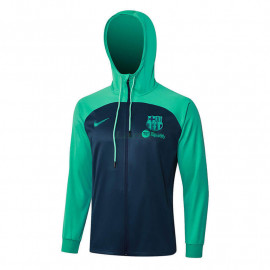 Chaqueta Barcelona 2023/2024 Con Capucha Azul Marino/Verde