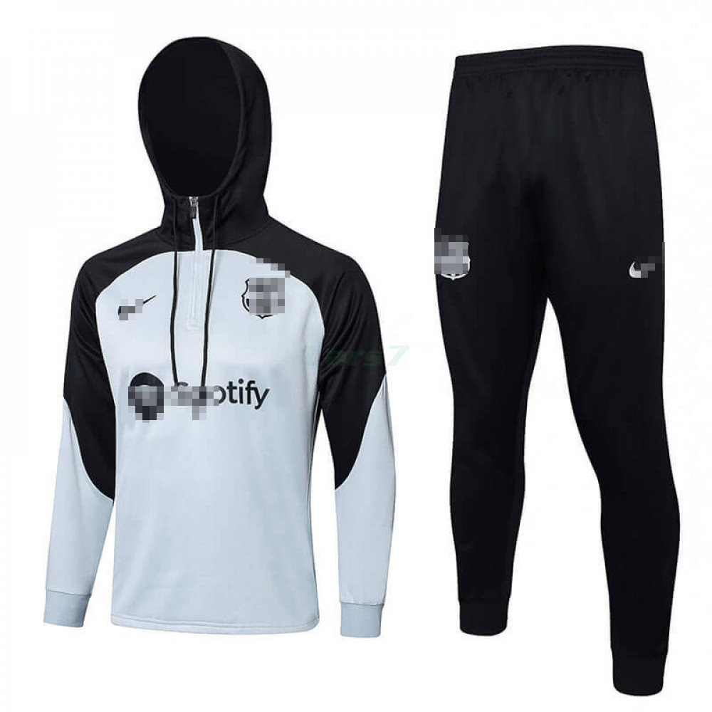 Sudadera de Entrenamiento Barcelona 2023/2024 Con Capucha Kit Gris/Negro