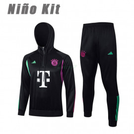 Sudadera de Entrenamiento Bayern Múnich 2023/2024 Con Capucha Niño Kit Negro