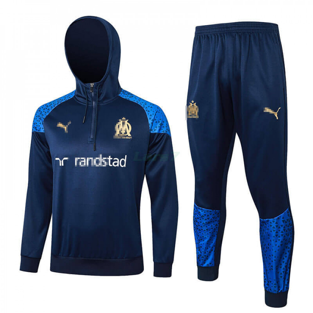 Sudadera de Entrenamiento Olympique Marsella 2023/2024 Con Capucha Kit Azul