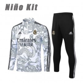 Sudadera De Entrenamiento Real Madrid 2023/2024 Niño Kit Blanco con Estampado