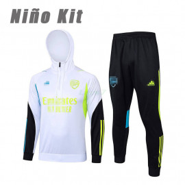 Sudadera De Entrenamiento Arsenal 2023/2024 Con Capucha Niño Kit Blanco/Negro