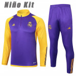 Sudadera De Entrenamiento Real Madrid 2024/2025 Niño Kit Morado/Amarillo