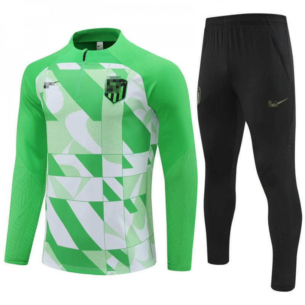 Sudadera de Entrenamiento Atlético de Madrid 2024/2025 Kit Verde/Blanco (El Escudo Anterior)