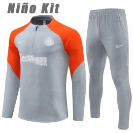 Sudadera de Entrenamiento Inter de Milán 2024/2025 Niño Kit Gris/Naranja